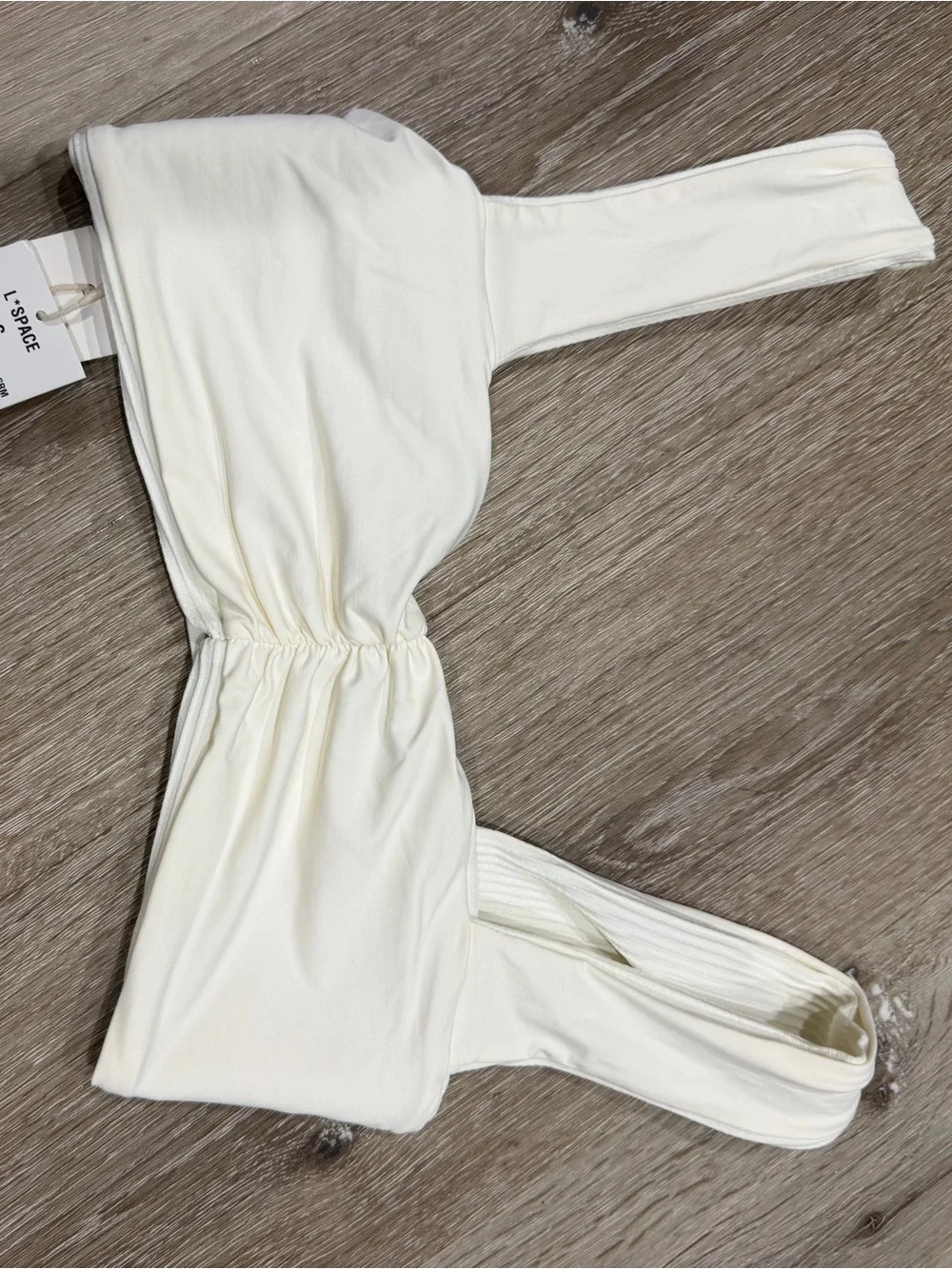 L Space Marlee Bikini Top - Cream Ribbed Swim - small nwt